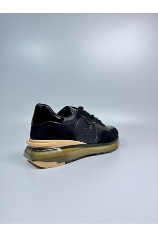 Daytex Premium Hakiki Deri Erkek Sneaker İthal Hava Tabanlı Siyah