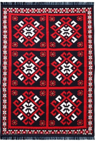Bigghome Çift Taraflı Kilim, Makinede Yıkanabilir, Modern Desenli, 80 150 Cm, Sa25mk