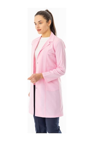 Spor Yaka Uzun Kol Kadın Personel Önlüğü Alpaka Kumaş Pembe Rnk111 Pembe