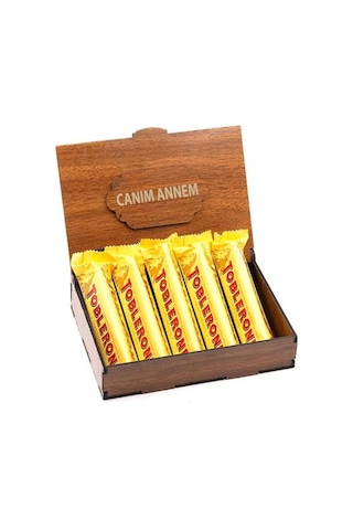 Sevdiklerinize Özel Ahşap Hediye Kutusunda 5 Adet Toblerone ( Can
