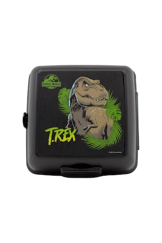Wiggle Jurassic World 4 Bölmeli Çocuk Beslenme Kutusu - Yemek Saklama Kabı Kaşık Ve Çatallı Siyah