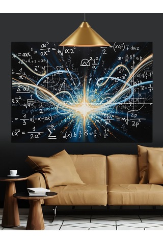 Elektrik Çizgileri Ve Matematik Formülleri Dekoratif Kanvas - Mdf Ahşap Tablo