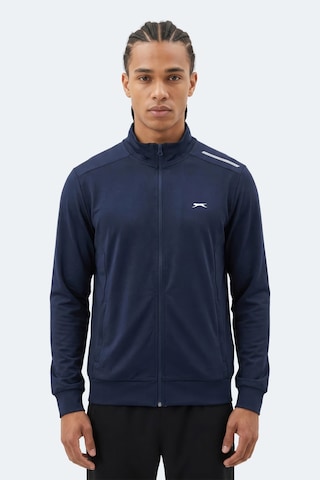 Slazenger Revolver Erkek Fermuarlı Dik Yaka Cepli Lacivert Sweatshırt