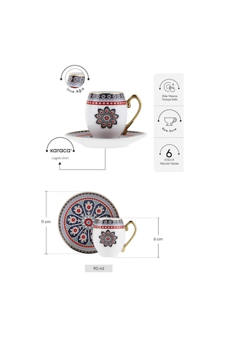 Karaca Söğüt 6 Kişilik Kahve Fincanı 90 ml