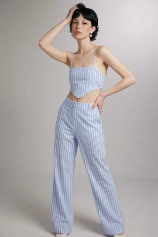Holly Lolly Askılı Çizgili Harmony Poplin Büstiyer Mavi