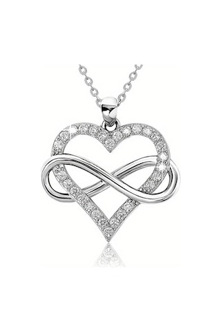 Sonsuzluk Kalpli Bayan Kolye Gümüş - Beyaz