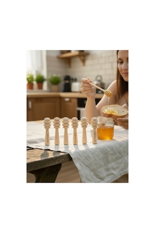 Kamptek Ahşap Mini Kalın Bal Kaşığı 6 Adet Paketli 6 Cm Sarı