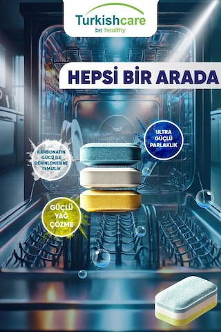 Turkishcare Hepsi Bir Arada Ekonomik Bulaşık Deterjanı Premium Tablet 40 Tablet