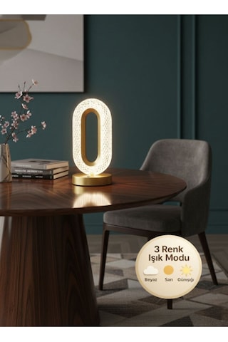 Eclipse Model Gold 3 Renk Modu Ledli Modern Salon Mutfak Yatak Çocuk Odası Masa Ve Gece Lambası Gümüş