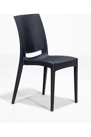 Rattan Camlı 80x80 Bahçe&balkon&teras Masa Seti - Antrasit Gri
