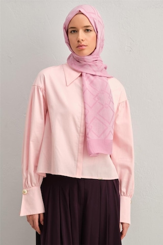 Armine Tencel İpek Zincir Desen Şal 32110 Pembe