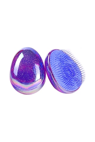 Koodmax Saç Şekillendirici Dolaşık Açıcı Çocuk Tarağı Oval Tarak Simli Mor