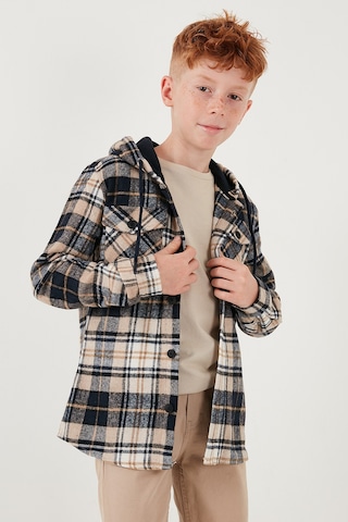 Lela Ekoseli Kapüşonlu Cepli Kışlık Oduncu Erkek Çocuk Gömlek Cf24W81779 Bej