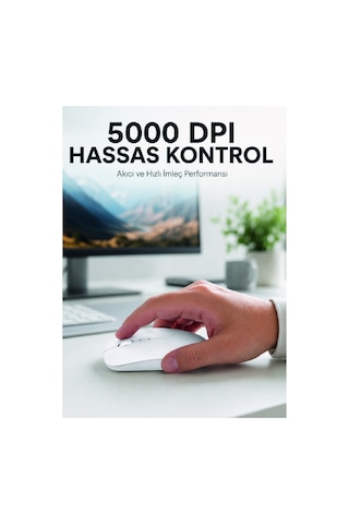 Kablosuz Bluetooth Mouse Sessiz Tıklama Ergonomik Wireless Fare - Hs08373596-6282 Renkli Diğer
