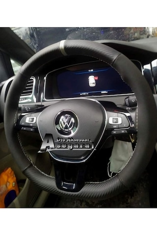 Vw Polo 2017 Uyumlu Nubuk Direksiyon Kılıfı Dikme Alcantara-carbon Gri Yüzüklü