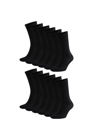 Hitit Socks Düz Erkek Soket Çorap 12 Çift Siyah