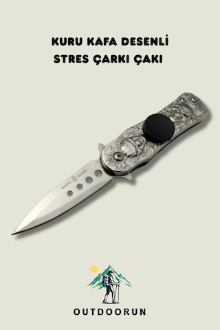 Kuru Kafa Desenli Stres Çarkı Kamp Çakı Açık Gri