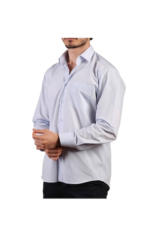 Dicotto Açık Mavi Büyük Beden Rahat Kesim Cepli Uzun Kol Regular Fit Erkek Gömlek - 150-3 001
