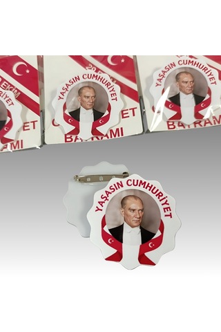 29 Ekim Cumhuriyet Bayramı İğneli Akrilik Yaka Rozeti 8'li Çok Renkli