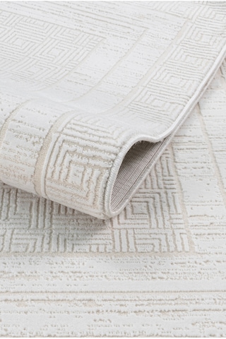 Badelya Home Krem 7107 Modern Desen Doğal Taban Saçaklı Salon Koridor Mutfak Çocuk Oturma Odası Halı Yolluk 7107-krem