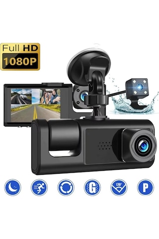 Buğz S-1 1080p Araç İçi Kamera 3 Kameralı Ön Görüş - Geri Görüş - İç Görüş Gece Görüşlü
