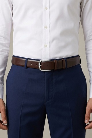 Firuze Tekstil Ltd Şti Hakiki Deri Erkek Klasik Kemer - Kumaş Pantolon Ve Takım Elbise Kemeri 3.5 Cm Acı Kahverengi