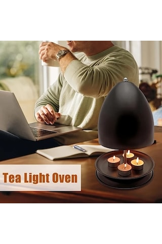 Oldfriend Siyah Dayanıklı Demir Çay Mumu Fırın Radyatörü Isıtma Seti - Alevsiz Pilsiz 4-6 Isıtma Mumu Ev & Bahçe