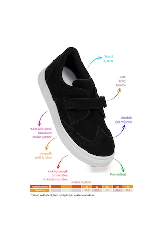 Kiko Kids Richie Cırtlı Günlük Erkek Çocuk Casual Ayakkabı Siyah Siyah