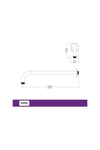 Ankastre Duş Borusu Duvardan 40cm Ss304 Kromaj Ø20 1,2mm Krom