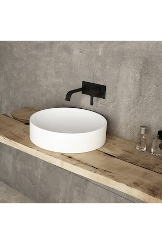 Lucco Lucente 43 CM Tezgah Üstü Oval Lavabo Beyaz