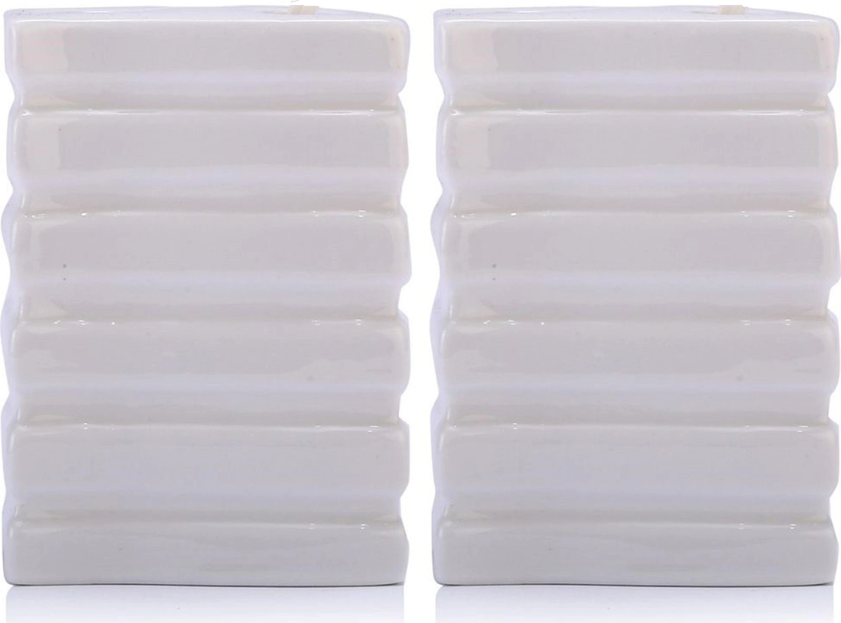 2 Adet Kalemlik Kare Çizgili Model Seramik Ofis Gereci 8x6x11cm Çok Renkli