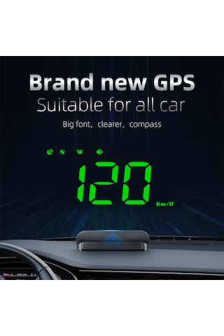 Wezone M1 Araba Hud Görüntüleyici: Hız, Yön, Uydu Sayısı - Hız Aşımı Ve Yorgunluk Alarmı - Otomatik Parlaklık Regülasyonu Yeşil Işık