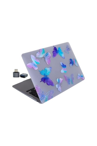 Macbook Air 13.6 İnç Papatya Desenli Kılıf A2681 A3113 A3240 A3449 M2 M3 M4 M5 Uyumlu Sert Kapak Hard Case Mor