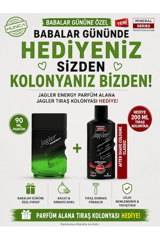 Jagler Energy Erkek Parfüm Edt 90 Ml Babalar Günü Özel Traş Kolonyası Hediye Aromatik