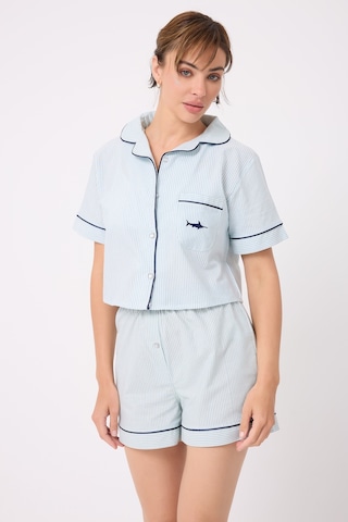Lespadon Marısılk Kadın Yazlık Şortlu Crop Gömlekli Pijama & Lounge Takımı-3226 Yesil