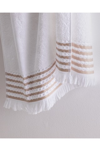 Madame Coco Velours Pamuklu Banyo Havlusu - Beyaz/bej - 70x140 Cm 8684427297391 Çok Renkli