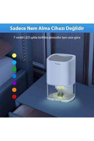 Coofbe Led Işıklı Otomatik Banyo Mutfak Oda Dolap 1000ml Nem Alma Cihazı Mantar Rutubet Nem Önleyici Beyaz