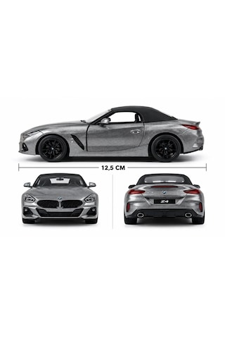 Oyuncak Bmw Z4 Diecast Açılır Kapılı Çek Bırak Metal Roadster Cabrio Model Spor Araba 1:34 Ölçek 12,5 Cm Gri
