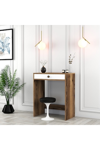 Lizbon Mini Makyaj Masası - Ceviz / Beyaz