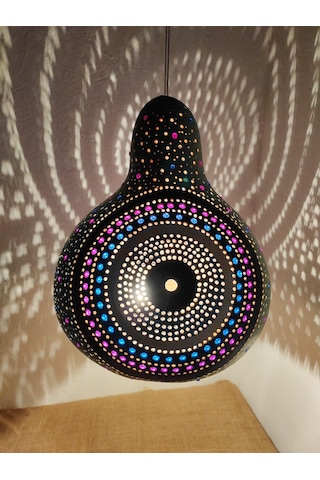 Halka Desenli Su Kabağı Bahçe Dekorasyon Lambası