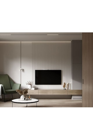 Dizayn Ahşap Meşe Tv Ünitesi Sehpası Alt Modülü Masası