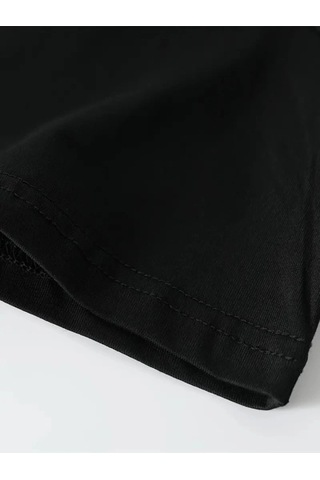 Vexor Baskılı Oversize Bisiklet Yaka T-shirt - Siyah