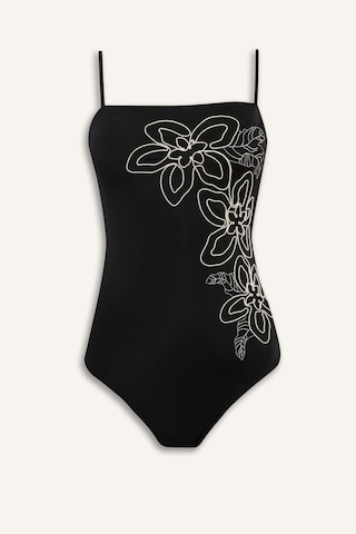 Defacto Regular Fit Nakışlı Askılı Mayo-fall İn Love E2572ax25smbk81 Siyah