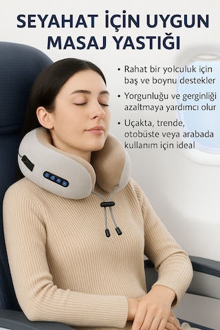 Smayling Taşınabilir Kablosuz Boyun Masaj Yastığı Isıtmalı & Titreşimli Açık Kahverengi