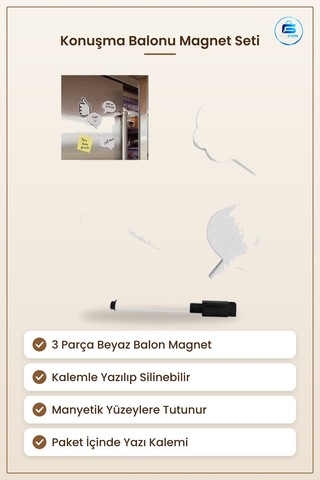Magnet Seti 3 Parça Beyaz Konuşma Balonu Buzdolaı Mutfak Yazılabi