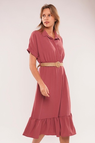 Gabria Kadın Gabria Bel Büzgülü Kemerli Elbise Gül Kurusu