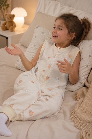 Babyhola Yazlık Müslin Çocuk Uyku Tulumu 1-8 Yaş Unisex Kısa Kollu %100 Pamuk 2703 Bej