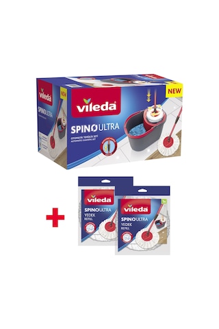 Vileda Spino Ultra Otomatik Temizlik Seti + Spino Ultra Yedek Paspas 2'li