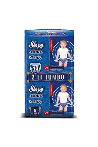 Sleepy Jeans Natural Külot Bez 5 Numara Junior 2'li Jumbo 48 Adet 2'li