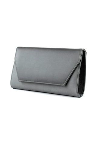 Erkan Saçmacı Antrasit Saten Zincir Askılı Manyetik Kapaklı İç Cepli Zarif Abiye El Çantası Antrasit